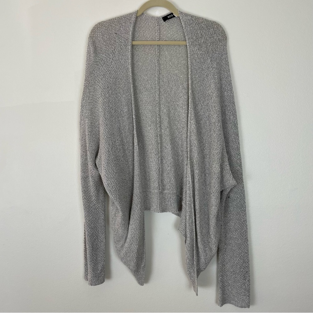 BDG Gray Long Line Slouchy Open Front Cardigan